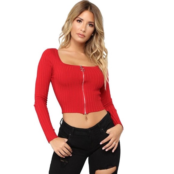 Red long sleeve crop top💋 - Picture 1 of 1